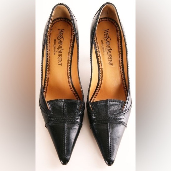 Yves Saint Laurent Shoes - RARE Yves Saint Laurent Vintage Black Leather Pumps size 38